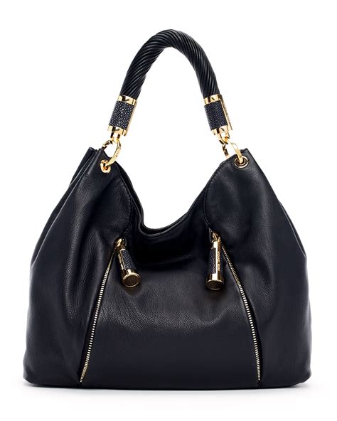 michael kors tonne pebbled leather hobo black|Michael Kors Hobo bags and purses for Women .